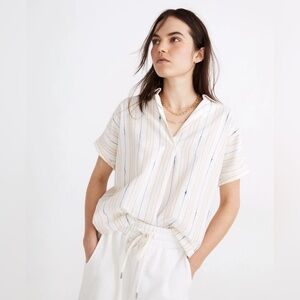 Madewell Park Popover Shirt in Textured Stripe